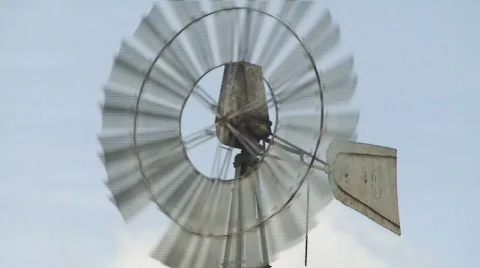 Windmill working in farm Stock Footage 119580