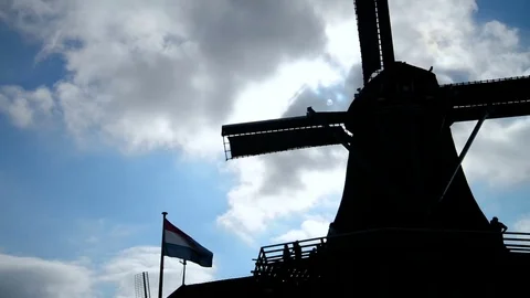 Windmill in Zaanse Schans Amsterdam Stock Footage 81981644