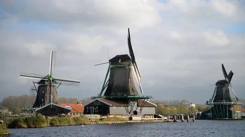 Windmill in Zaanse Schans Amsterdam Stock Footage 81982158