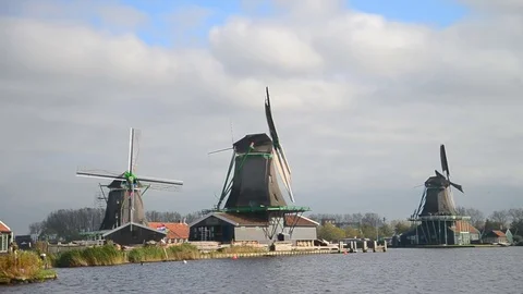 Windmill in Zaanse Schans Amsterdam Stock Footage 81982228