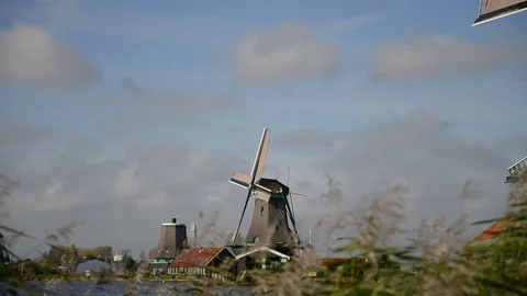 Windmill in Zaanse Schans Amsterdam Stock Footage 81982684
