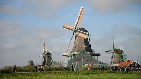 Windmill in Zaanse Schans Amsterdam Stock Footage 81983310