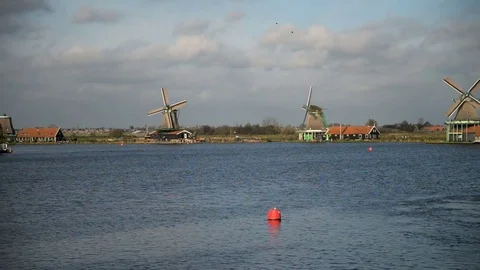 Windmill in Zaanse Schans Amsterdam Stock Footage 81983571