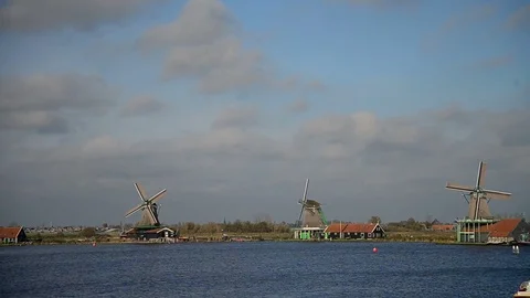 Windmill in Zaanse Schans Amsterdam Stock Footage 81983819