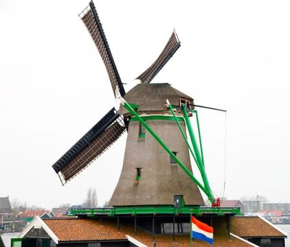 Windmill at zaanse schans Stock Photos