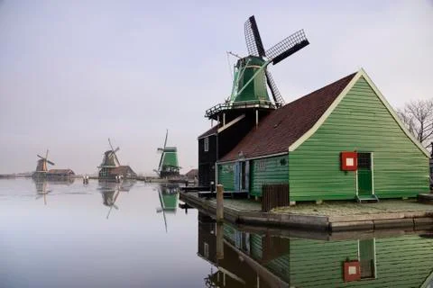 Windmill in the Zaanse Schans Stock Photos