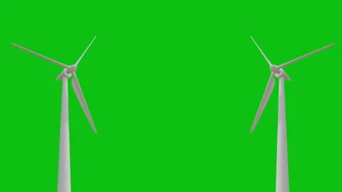 Windmills 3D, realistic CGI MS ecological windmills on green screen, Video stock 312354207