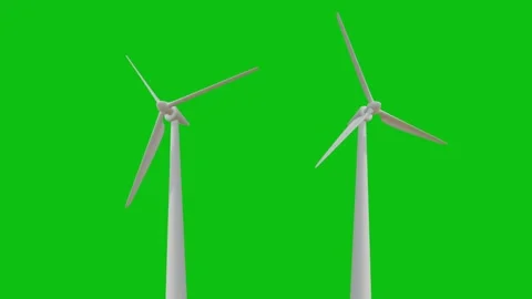 Windmills 3D, realistic CGI MS ecological windmills on green screen, Stock Footage 312354211