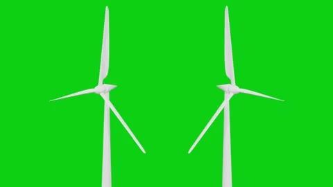 Windmills 3D, realistic CGI MS ecological windmills on green screen, Stock Footage 312354249
