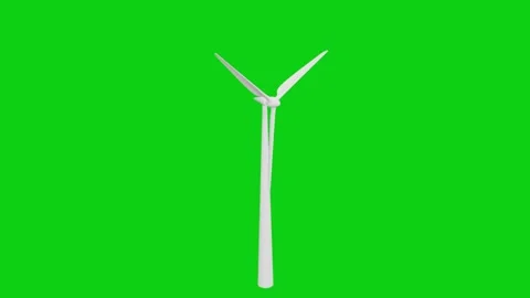 Windmills 3D, realistic CGI MS ecological windmills on green screen, Stock Footage 312354251