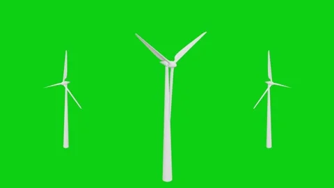 Windmills 3D, realistic CGI MS ecological windmills on green screen, Stock Footage 312354273