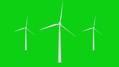 Windmills 3D, realistic CGI MS ecological windmills on green screen, Stock Footage 312354291