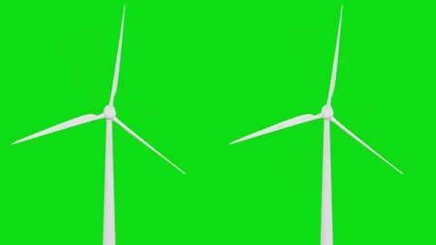 Windmills 3D, realistic CGI MS ecological windmills on green screen, Stock Footage 312354324