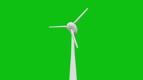Windmills 3D, realistic CGI MS ecological windmills on green screen, Stock Footage 312354361