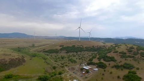 Windmills in action  Stock Footage 80691639