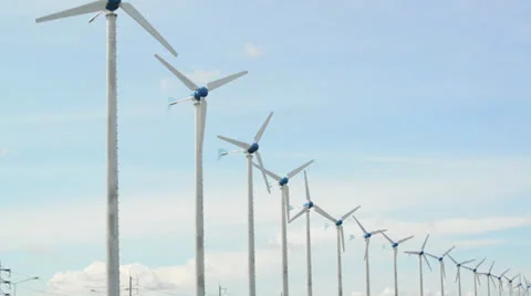 Windmills against the blue sky Stock Footage 26318890