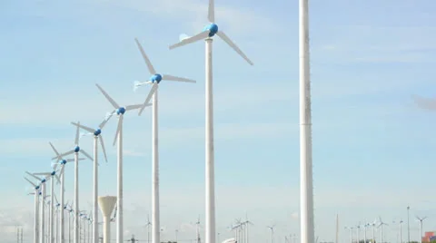 Windmills against the blue sky Stock Footage 26321349
