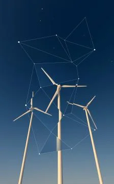 Windmills against the sky Stock Illustration