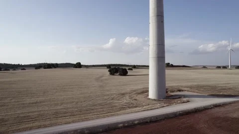 Windmills in agricultural fields Stock Footage 221766844