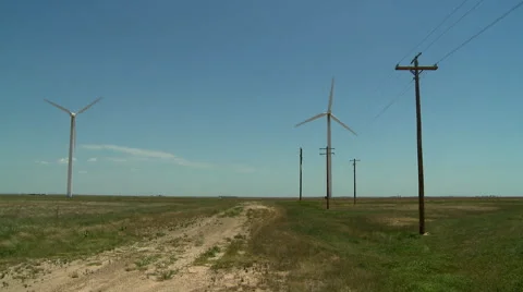 Windmills along the Texas Oklahoma border 1 Stock Footage 40448950