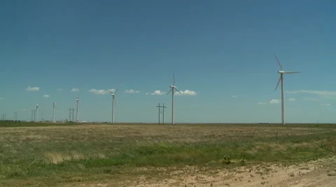 Windmills along the Texas-Oklahoma border 13 Video stock 40449849