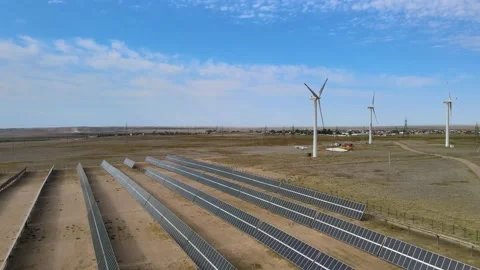 Windmills and solar panels 3 Stock Footage 138101502