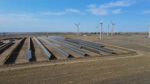 Windmills and solar panels Stock Footage 138101511