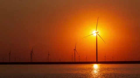 Windmills and the sun Stock Footage 158817315