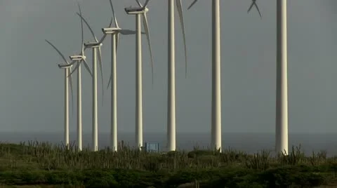 Windmills in Aruba Stock Footage 21230483