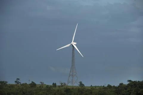 Windmills with beautiful landscape, cloudscape. Foto stock