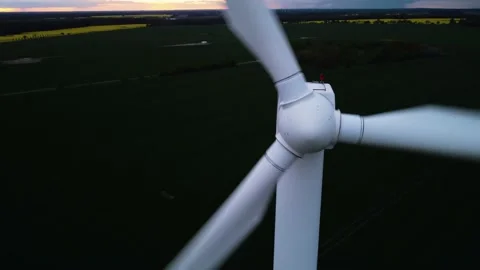 Windmills. Beautiful landscape with windmills. Thunder clouds with lightning. Stock Footage 233117054