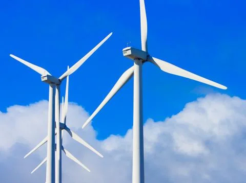 Windmills with blue sky Stock Photos