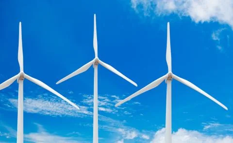Windmills with blue sky Stock Photos