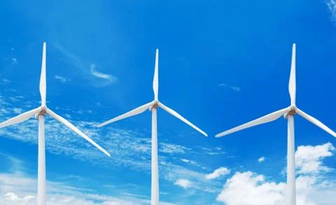 Windmills with blue sky Stock Photos