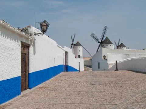Windmills at Campo de Criptana Ciudad Real Stock Photos