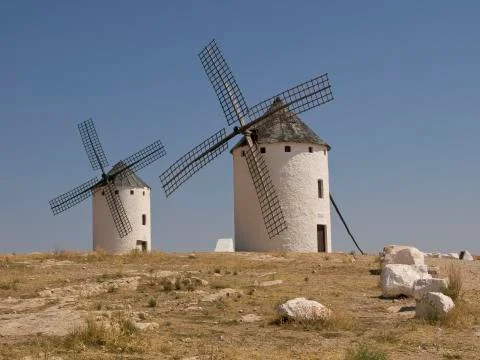 Windmills in Campo de Criptana Stock Photos