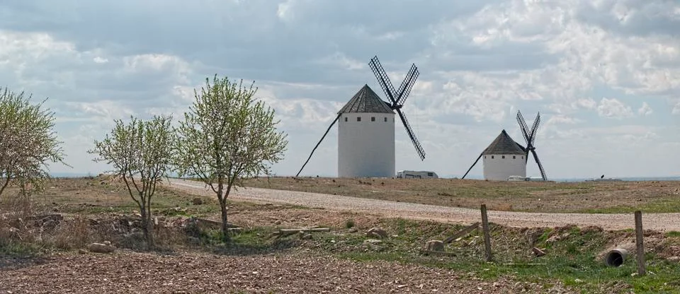 Windmills in Campo de Criptana Stock Photos
