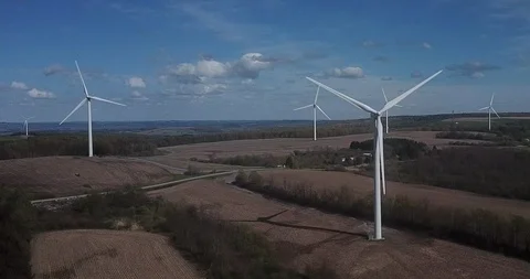 Windmills Close Up Pan Forwards Stock Footage 109075186