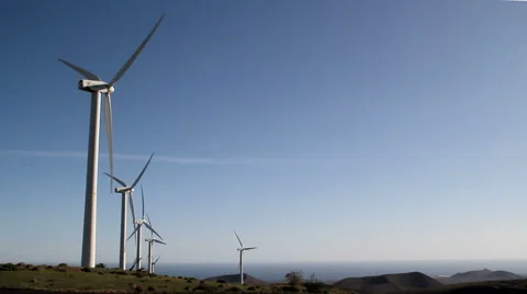 Windmills close to the sea Video stock 51988007