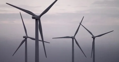 Windmills In Cloudy Sky Stock Footage 78009886