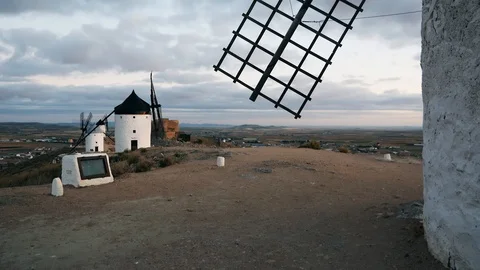The windmills of Consuegra, Spain Stock Footage 123384572