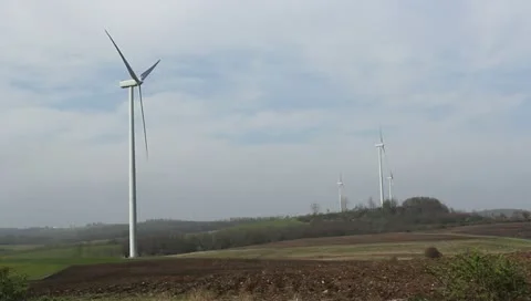 Windmills in the country Stock Footage 10920255