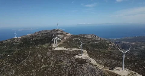 Windmills Creating Clean Energy Wind Turbine Drone Shot Stock Footage 106341385