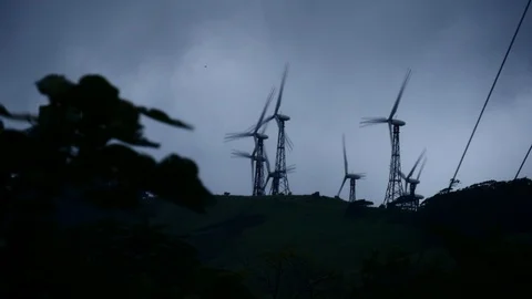 Windmills dark Stock Footage 126551043