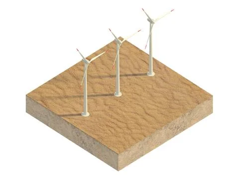 Windmills of the desert on a plot of land Stockillustratie
