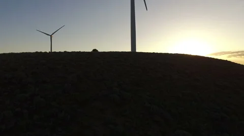 Windmills During Sunrise Stock Footage 63750278