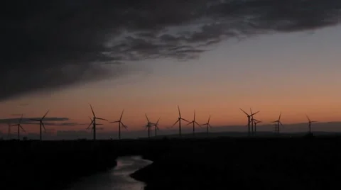 Windmills at Dusk Stock Footage 904498