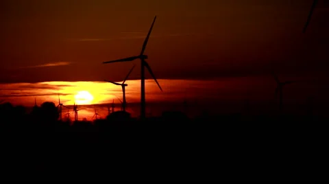Windmills to the dusk Stock Footage 51988095