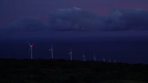 Windmills at Dusk Stock Footage 91799939