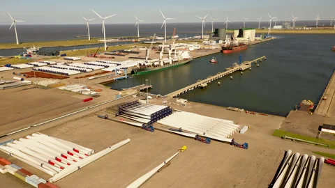 Windmills Eemshaven 動画素材 138047779